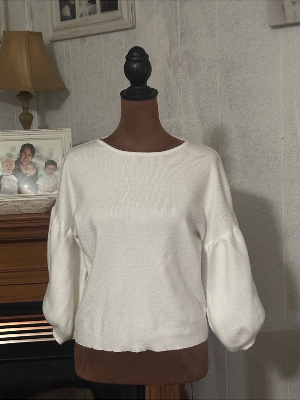 Sage Cream Knit Balloon Sleeve Sweater